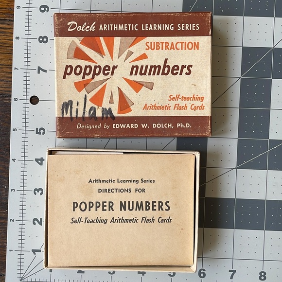 Pair, vintage Dolch popper numbers Arithmetic Learning Series, flashcards, c1958 - Picture 9 of 11